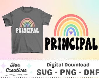 Principal SVG PNG, Groovy Svg, School principal svg, admin svg, School svg, rainbow Svg, Cut File for Cricut, trendy PNG, Digital Download