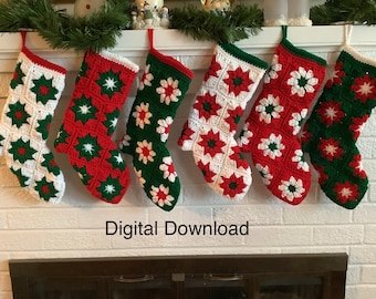 Pattern for Granny Square Star Christmas Stocking