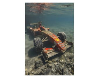 Coche de Fórmula 1 bajo el agua / F1 Poster Art / Ferrari