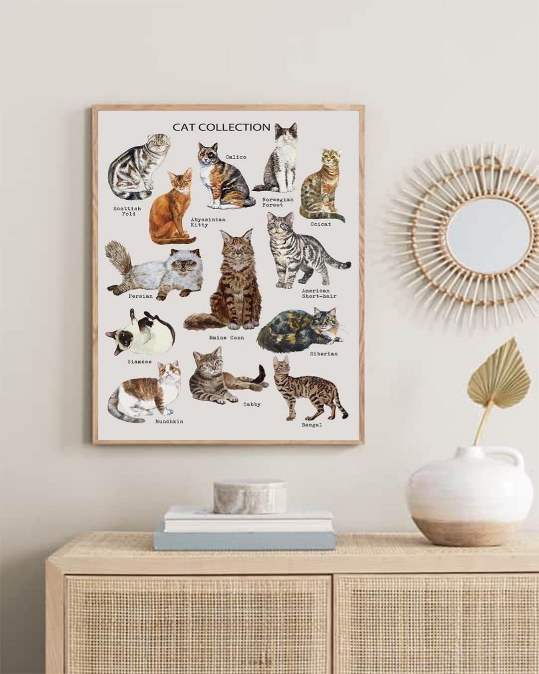 Vintage Cat Poster, Gift for Boys, Girls & Animal Lover, Unframed