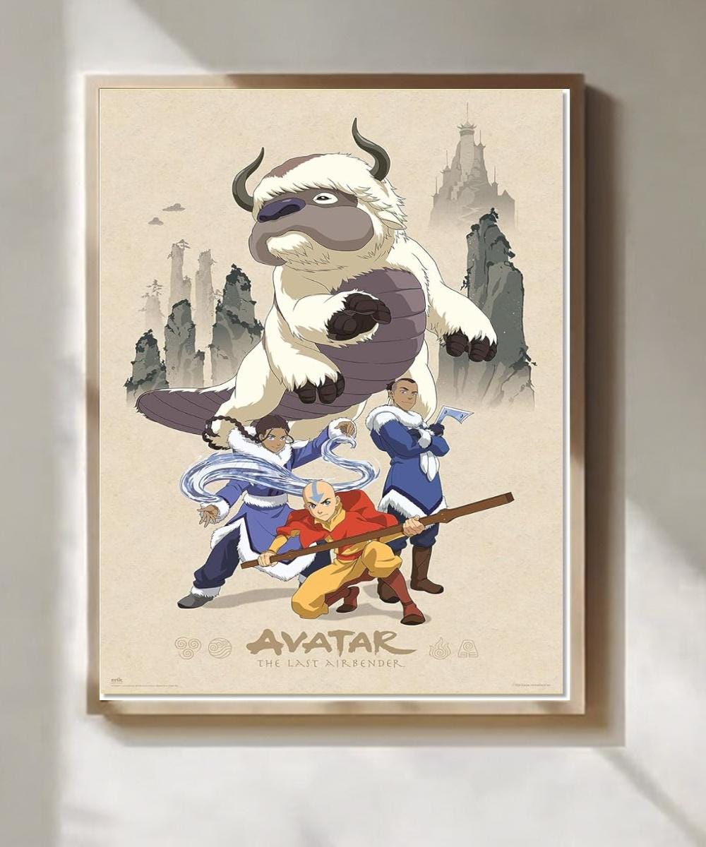 Displate Metallposter Avatar The Last Airbender – Flying Appa Wandbild, 32x45 Cm, Magnetisch, Offiziell Lizenziert