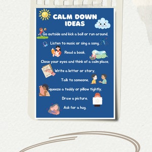 9 Calming techniques - Calm Down Corner Posters Print Educational Wall Art Printable for Set Kids Classroom Preschool Toddler Homeschool