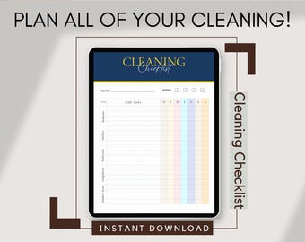 編集可能な掃除プランナー、家事チェックリスト（デジタルダウンロードPDF）