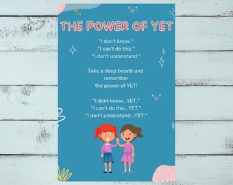 Growth Mindset Poster - The Power of Yet, Classroom Decor (Digital Download)
