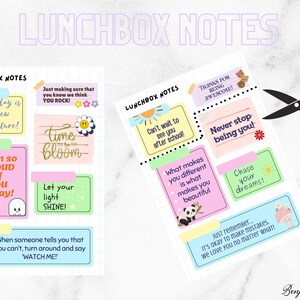 Printable Lunchbox Sweet Notes, Lunchbox Notes, Lunchbox Motivation Notes,, Dad Mom Notes Printable, Affirmation Card, Instant Download