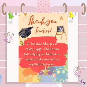 Teacher Thank You Card Printable, Teacher Appreciation Week Printable ...