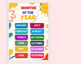 Vibrant Tone Months of the Year - January to December Classroom Printable - Kids months of the year