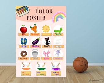 Colors Educational Poster, Rainbow Classroom Decor (Digital Download)