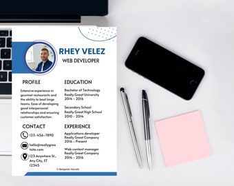 Web Developer Resume Template Cover Letter Template Canva, Modern Professional Resume and Cover Letter Canva