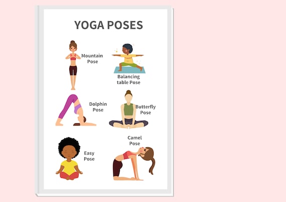 Yoga Poses for Kids Printable Poster Yoga Studio Art Decor Calm