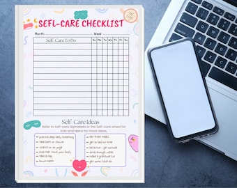 Self Care Checklist, Self-Care Planner, Selfcare Journal Tracker, Wellness Planner Printable, Daily Wellbeing, Mindfulness Mental Health Kit
