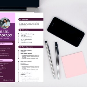 Grafisch ontwerper Creatief CV-sjabloon Sollicitatiebrief-sjabloon Canva, Modern professioneel CV en sollicitatiebrief Canva