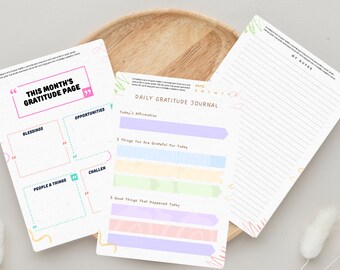 Diario de gratitud / Reflexiones sobre el autocuidado, atención plena (Descarga digital)
