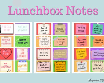Lunchbox-notities, affirmaties, motiverende kaarten voor kinderen (directe download)