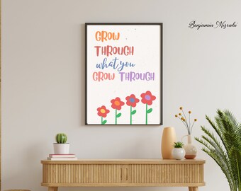 Grow Through What You Go Through Growth Poster - Calm Corner Decor Printable