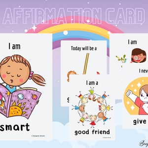 10 bevestigingskaarten voor kinderen - versterk overtuigingen, zelfvertrouwen, eigenliefde poster | Mindfulness-posterkaarten | Aanmoediging-poster