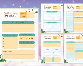 Self Care Journey Planner Printable | Self Care Journal | Self Care Intention | Self Love | Mindfulness Exercises | Instant Download