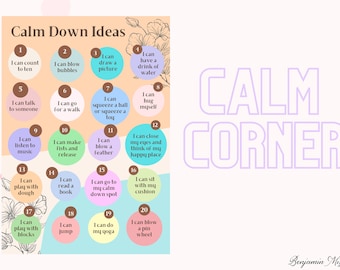 Calm Down Corner Poster - 20 Calming Techniques, Kids Classroom (Printable)