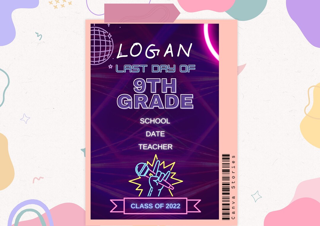 Editable First or Last Day of School 9th Grade Boy or Girl Cute ...