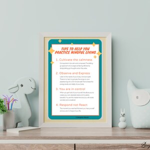 Mindful Living Tips Poster | Mental Health Decor (Digital Download)