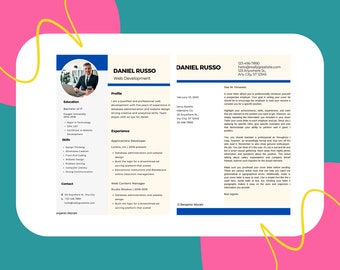 Web Developer Resume Template Cover Letter Template Canva, Modern Professional Resume and Cover Letter Canva
