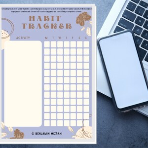 Daily Habit Tracker | Activity Tracker | Goal Planner | Tasks Planner | Editable Canva | Instant Download | Mindfulness Planner