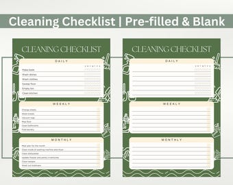 編集可能な掃除プランナー、家事チャート（デジタルダウンロードPDF）