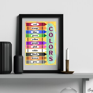 Colors Educational Print, Crayon Colors Poster, Printable Wall Art, Rainbow Classroom Decor, Montessori Homeschool Decor, DIGITAL DOWNLOAD