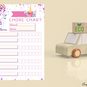 Daily Chore Chart with Rewards and Points - Responsibility Poster Editable - Daily Checklist Printable