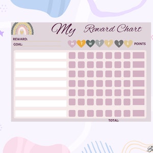 Kids My Reward Chart - Toddler Preschooler Kids Prize Chart - Editable Kids Reward Chart