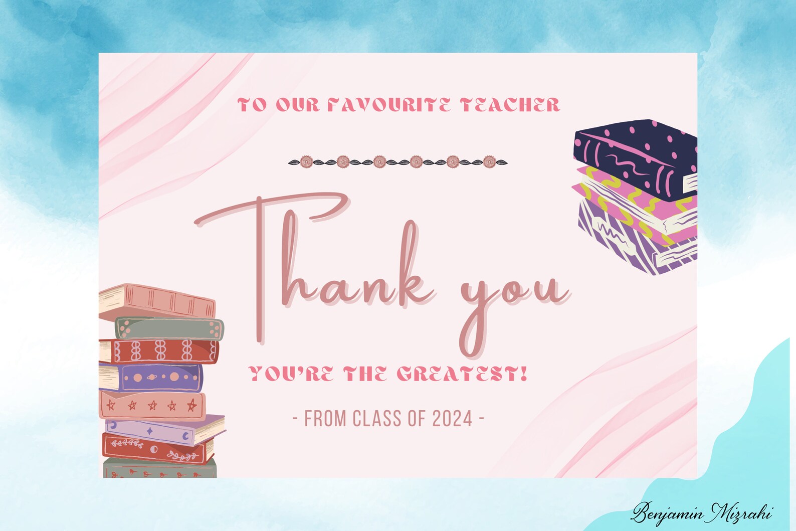 Teacher Thank You Card Printable Thank You Teacher Appreciation Card 