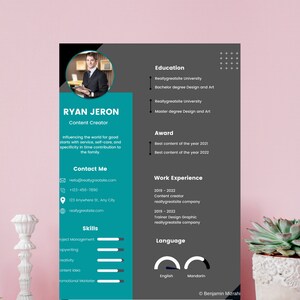 Content Creator Resume Template Cover Letter Template Canva, Modern Professional Resume and Cover Letter Canva