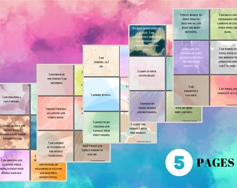 Selbstliebe Affirmation Karten ausdrucken, Selbstvertrauen stärken (digitaler Download)