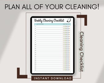 編集可能な掃除チェックリスト、家事プランナー（デジタルダウンロード）