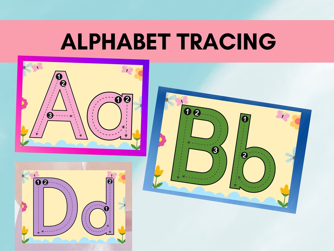 Upper & Lowercase Alphabet Tracing Cards, Letters A to Z, 26 Alphabet ...