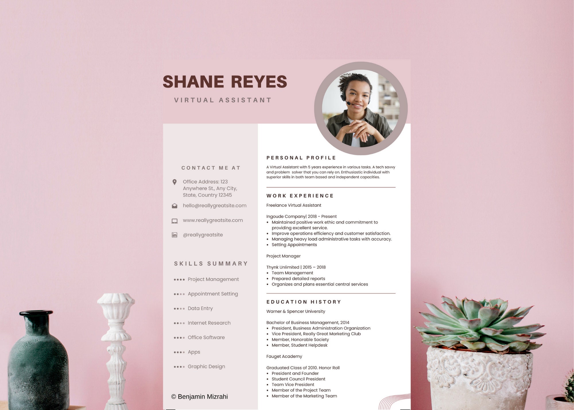 Modern Professional Resume Template for Canva, CV Template, Canva ...