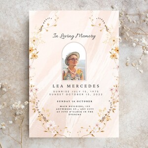 Editable Pink Funeral Program Template, Memorial Program, Funeral Program, Obituary Program, Celebration of Life, Funeral Service image 8