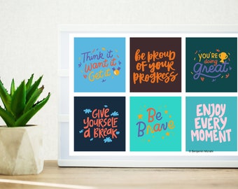 Positive Affirmation Cards, Motivational Self Care Cards (Digital Download)