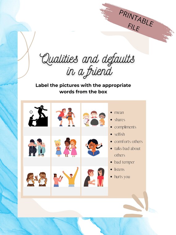 Good Vs Bad Friends Poster PRINTABLE Emotional Learning Etsy