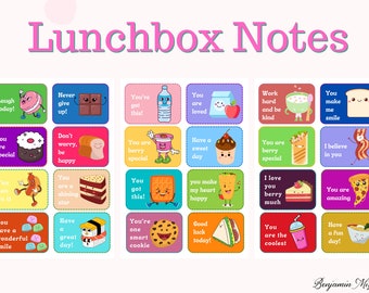 Notes sur la boîte à lunch des enfants : affirmations positives, encouragements (téléchargement numérique)