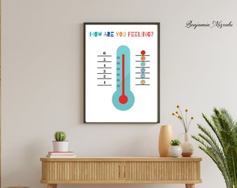 How Are You Feeling Thermometer Poster - My Emotions Poster - Emotional Regulation Poster Printable