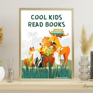 Cool Kids Read Books Inspirational Wall Art for Kids, Motivational Posters, Motivational Quote, Kids Room, Home, Therapy or Office Decor