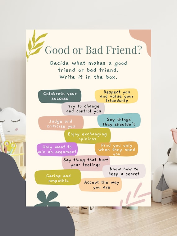 Good Vs Bad Friends Poster PRINTABLE Social Emotional Etsy