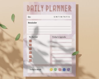 印刷可能なデイリープランナーテンプレート、セルフケアオーガナイザー（デジタルダウンロード）