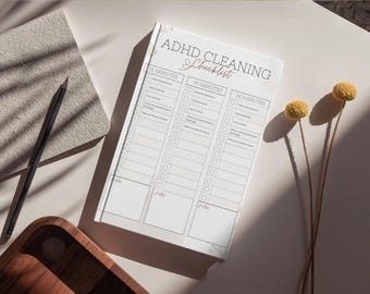 ADHD 掃除チェックリスト | 毎日のスケジュール、家事オーガナイザー（デジタルダウンロード）