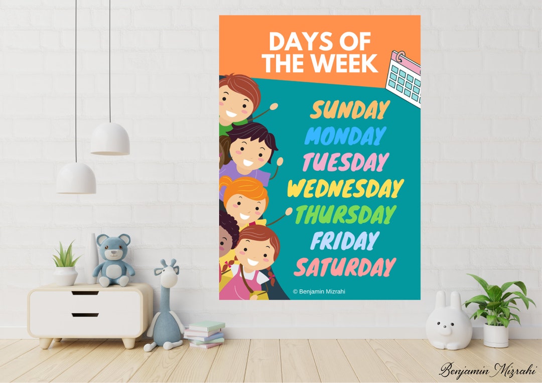 Days Of The Week Printable Poster Learning The Seven Days Of Etsy days-of-the-week-printable-poster-learning-the-seven-days-of-etsy
