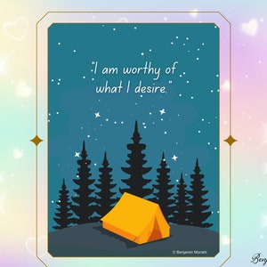 Affirmation Cards Digital Download, Mindfulness Affirmations Poster, Positive Quotes Printable Gift, Self-Care, Calm & Love, Wellness Life