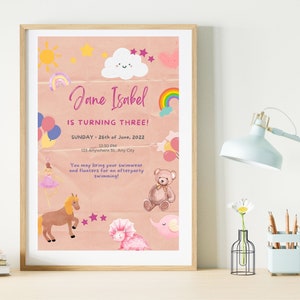 Editable Birthday Invitation Girls or Boys Printable Digital Instant Download Canva