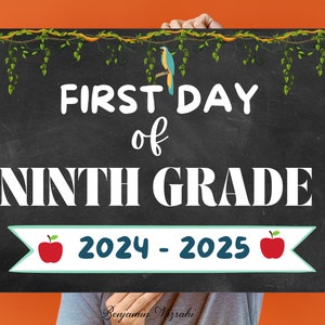 Back to School Chalkboard Editable First or Last day of School Sign - Any grade Sign for Boy or Girl cute School Printable Digital
