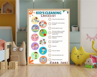 子どもの掃除チェックリスト｜印刷可能な家事表（デジタルダウンロード）